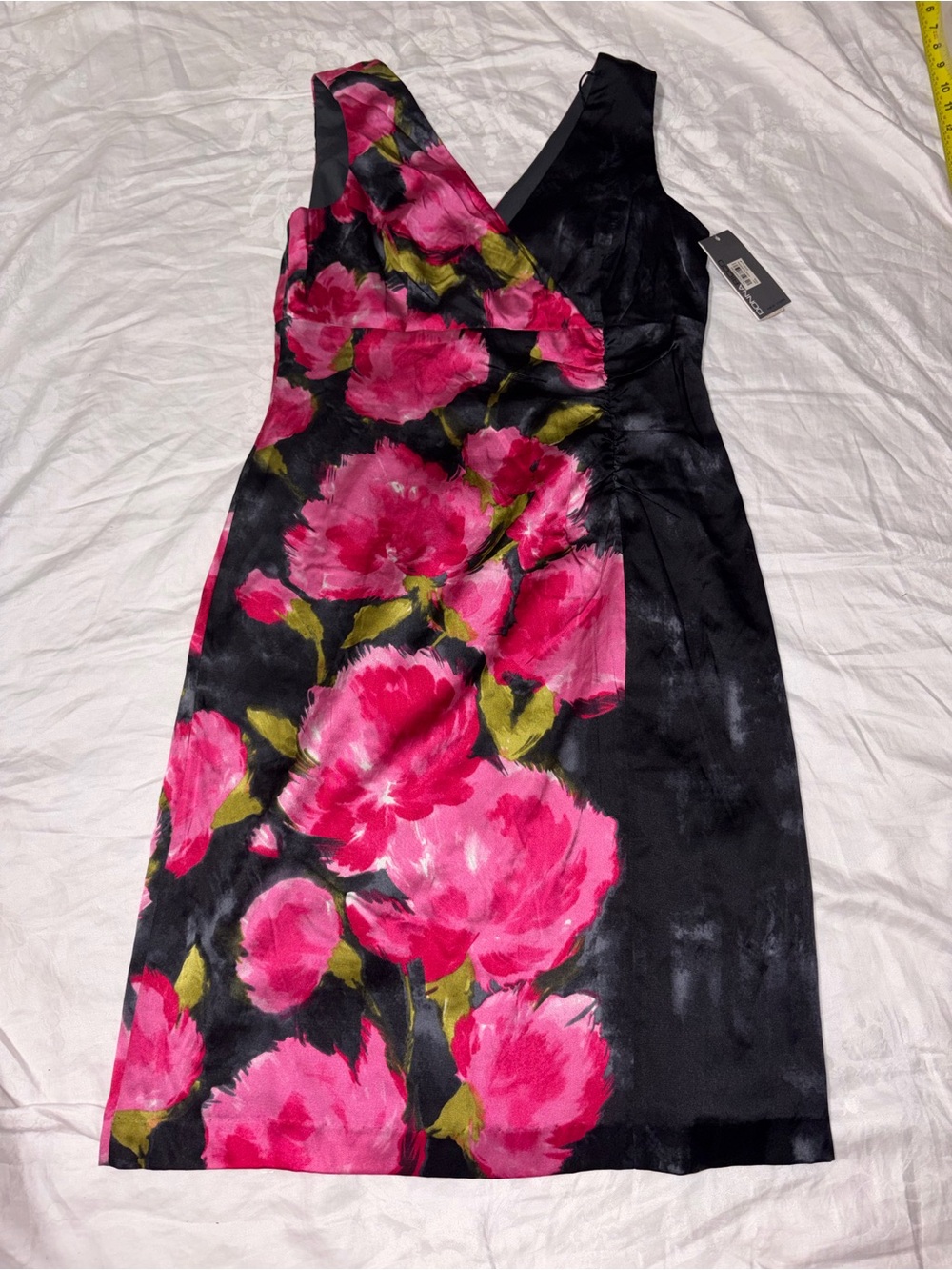 HTF Nwt Donna Ricco floral faux wrap silk Dress